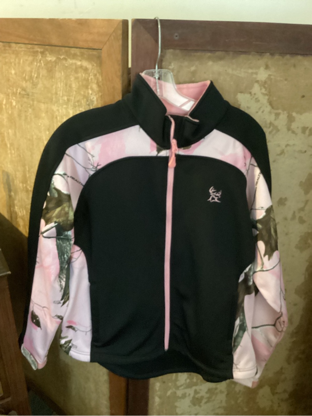 Black & Pink Women's Utility Jacket with Camouflage Panels